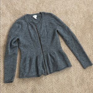 Caslon wool peplum zip cardigan